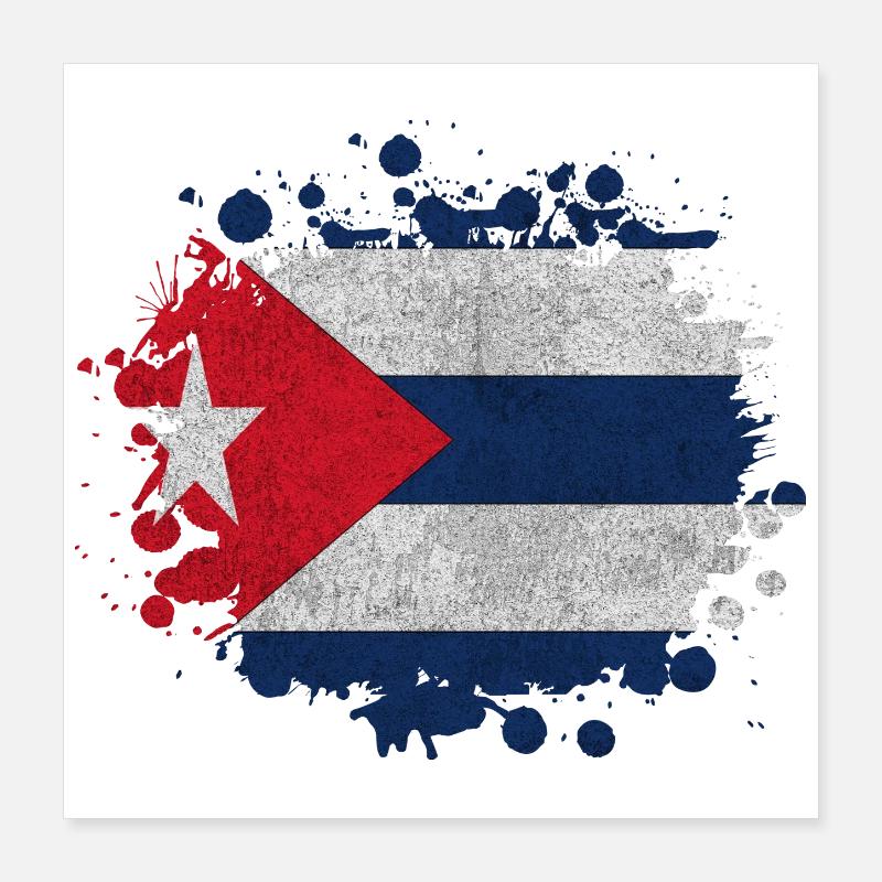 Cuba Blobs / Gift Havana Flag Caribbean Poster 16" x 16" (40x40 cm)