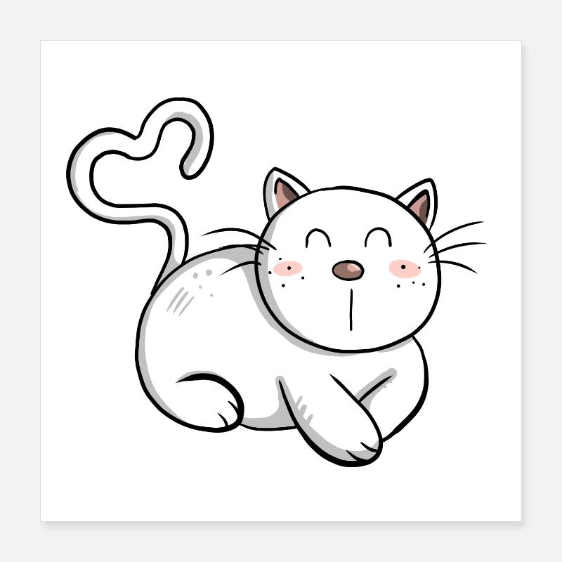 Cat Love I Chat Lover Gift I Chat Comic Poster 40 x 40 cm