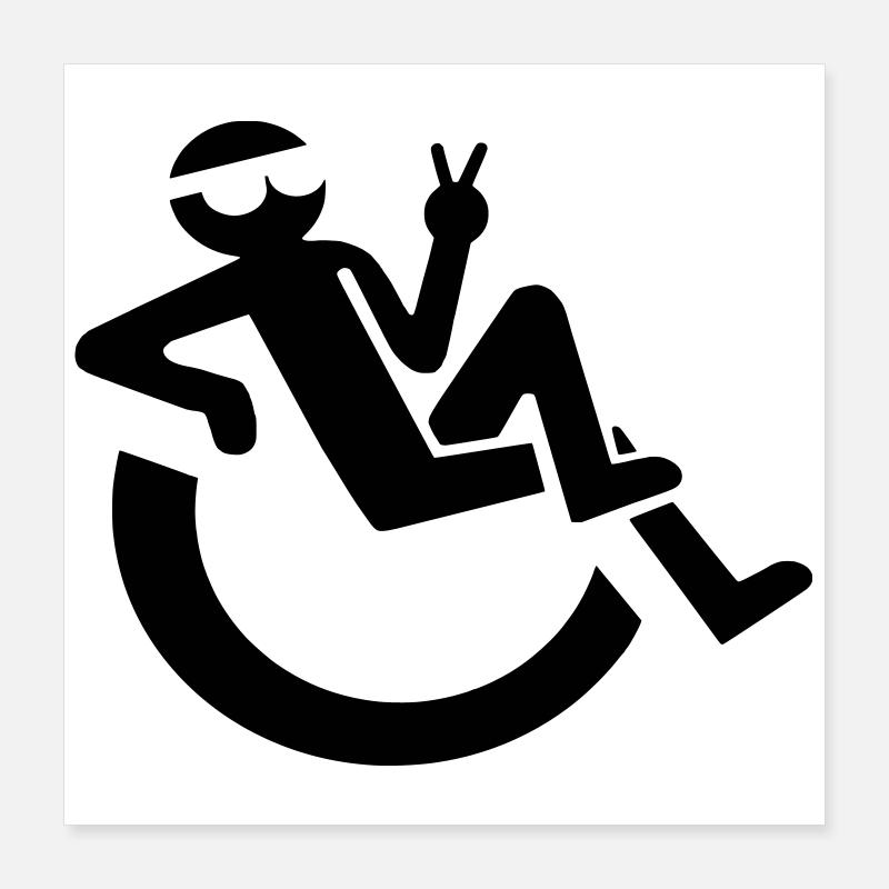 Symbole d’utilisateur de fauteuil roulant joyeux et détendu * Poster 40 x 40 cm