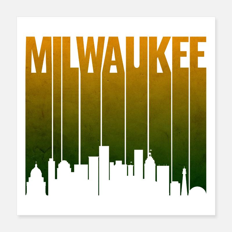 Milwaukee Skyline Gradient Silhouette Poster 40x40 cm