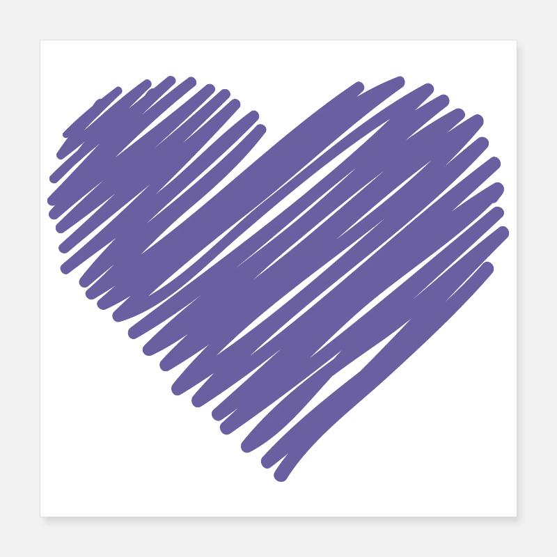 Purple Sketch Heart Poster 16" x 16" (40x40 cm)