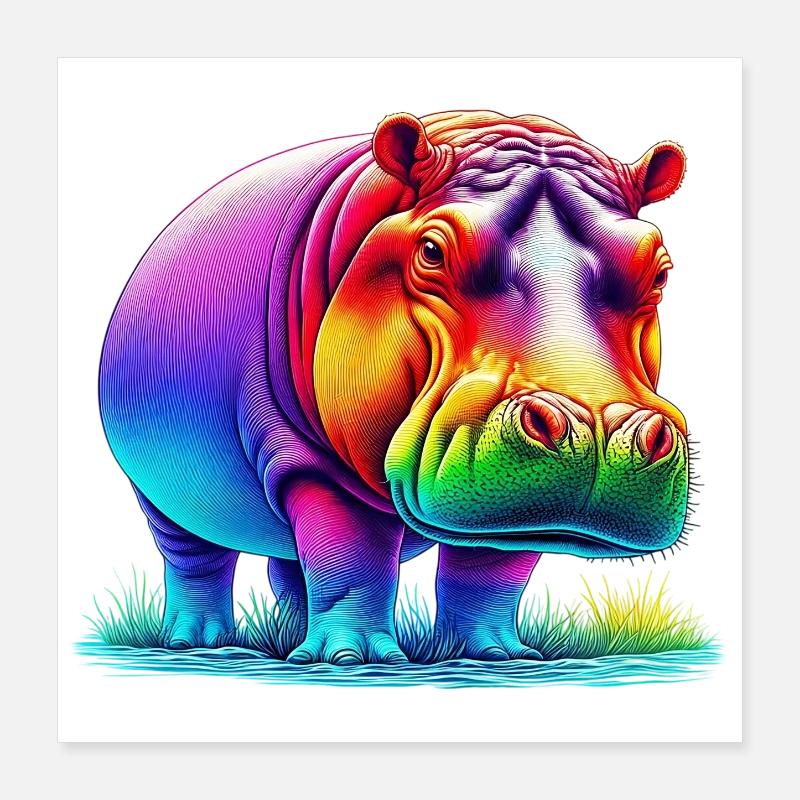 Nilpferd Poster 40x40 cm