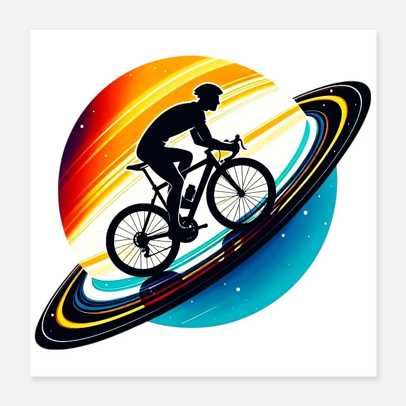 Cycliste sur Saturne Poster 40 x 40 cm