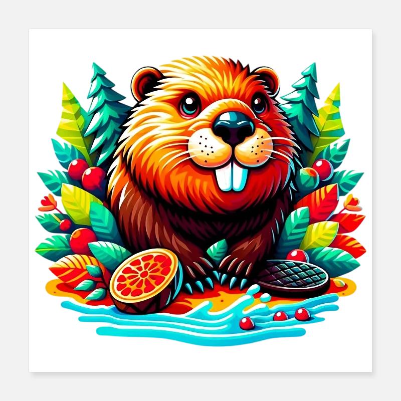 Beaver Poster 16" x 16" (40x40 cm)