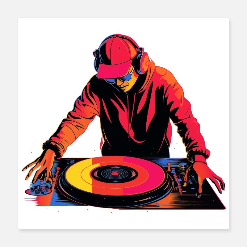 Diskjockey Retrowave Poster 40x40 cm
