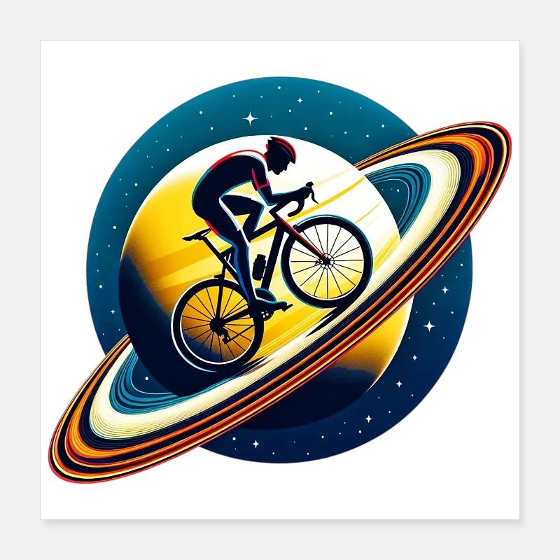 Radfahrer auf dem Saturn Poster 40x40 cm