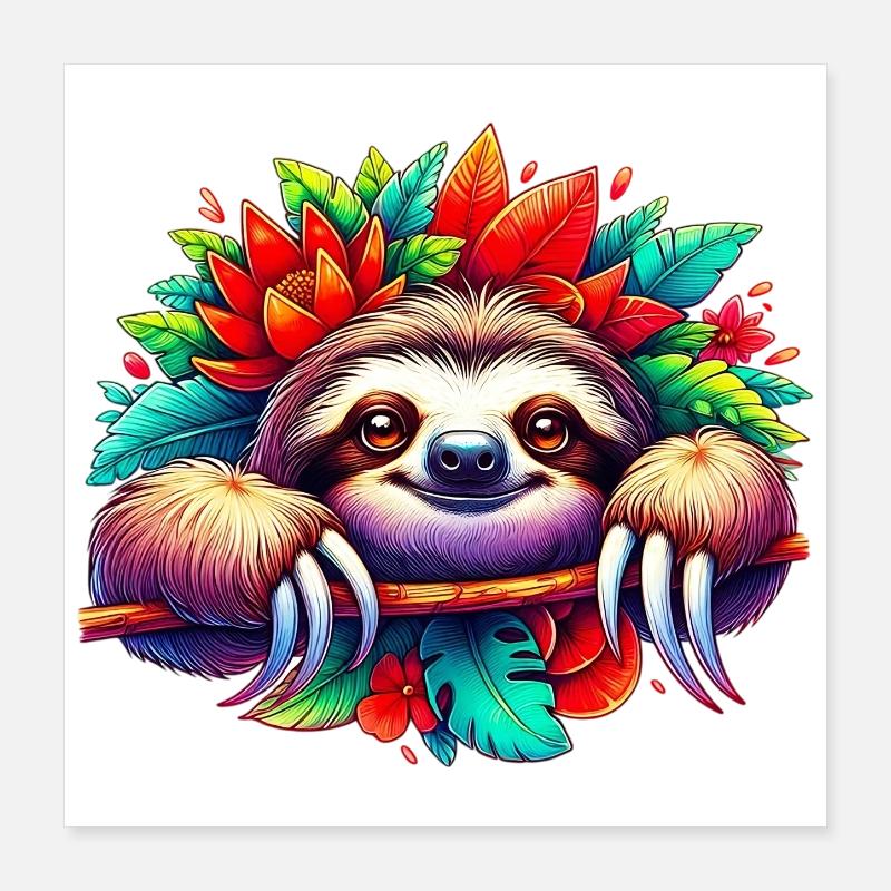 Sloth Poster 16" x 16" (40x40 cm)
