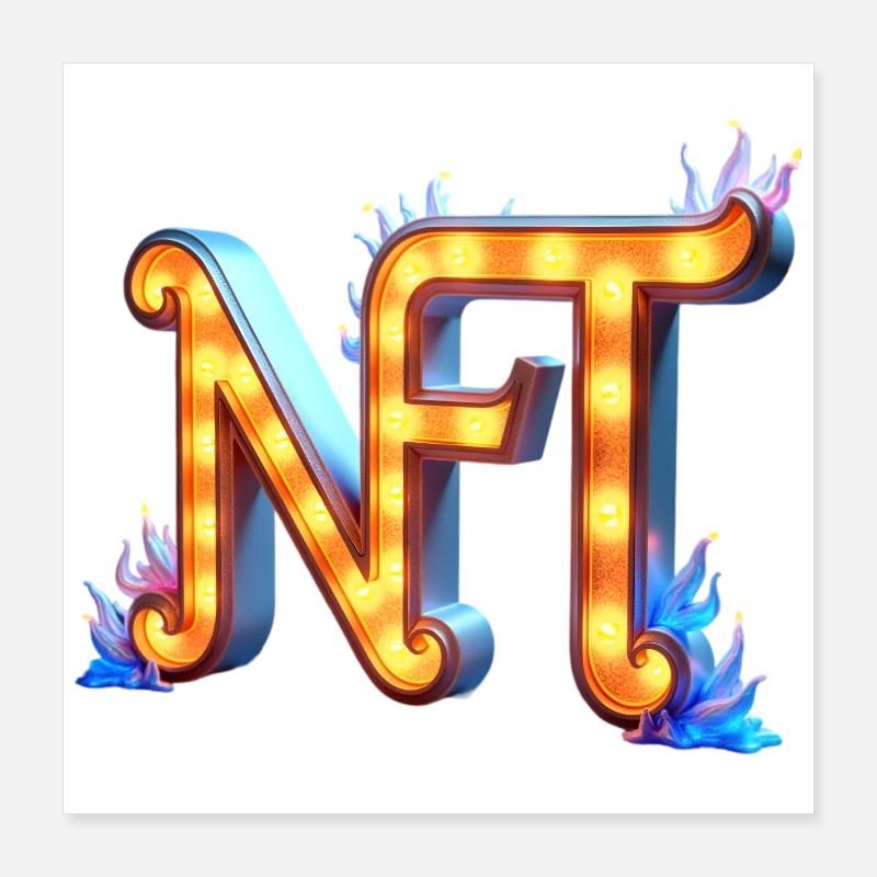 NFT in Lichtern – Leuchtendes Schilderdesign Poster 40x40 cm