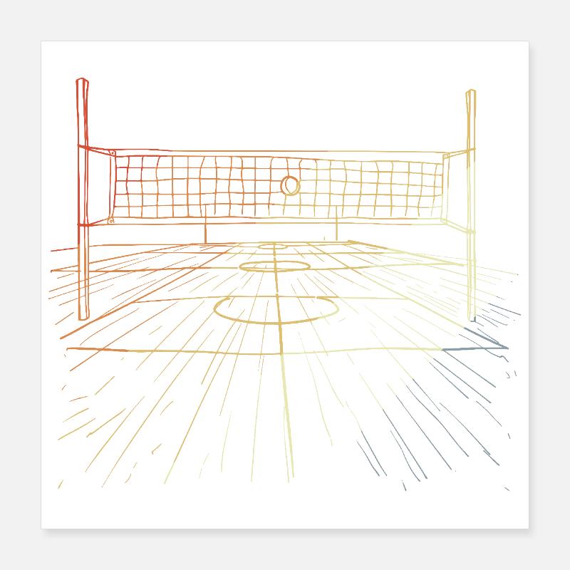 Retro Volleyballplatz Poster 40x40 cm