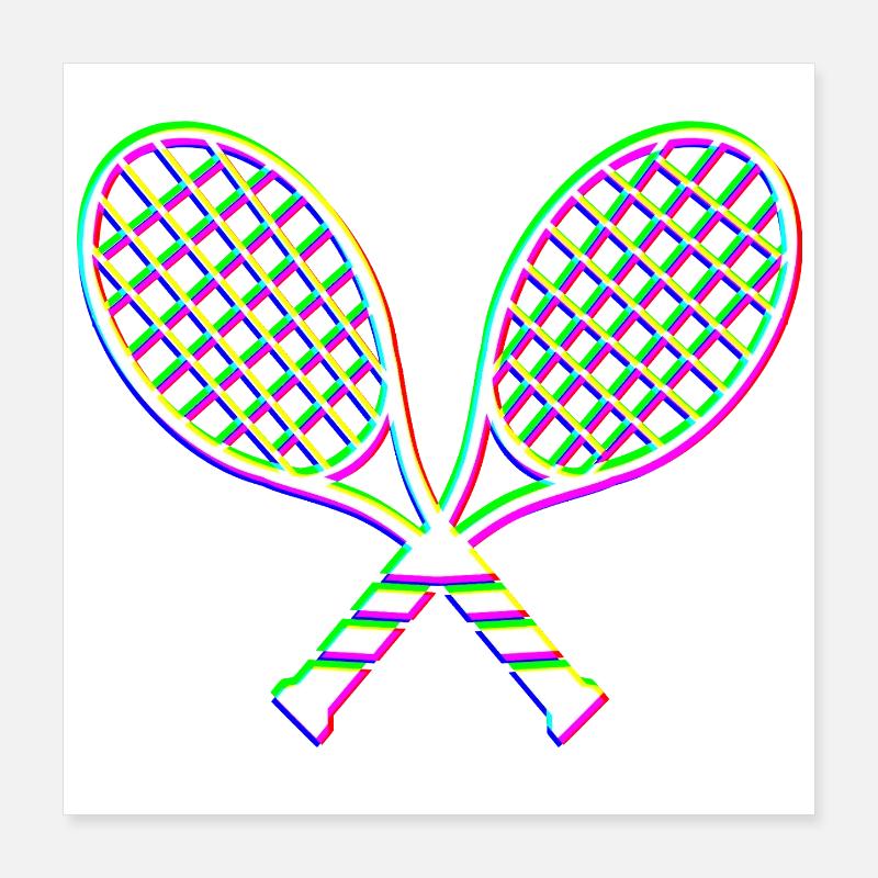 Tennis Glitch effekt racket Poster 40x40 cm