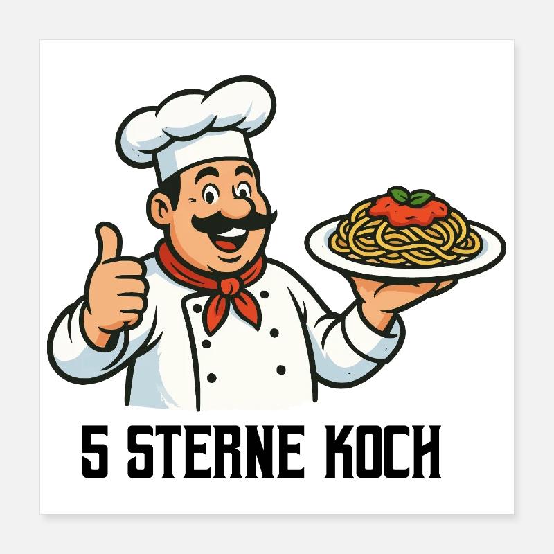 Chef avec motif de pâtes Poster 40 x 40 cm