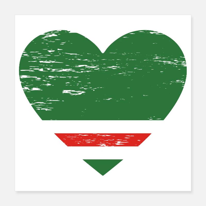Drapeau de la Tchétchénie coeur utilisé Poster 40 x 40 cm