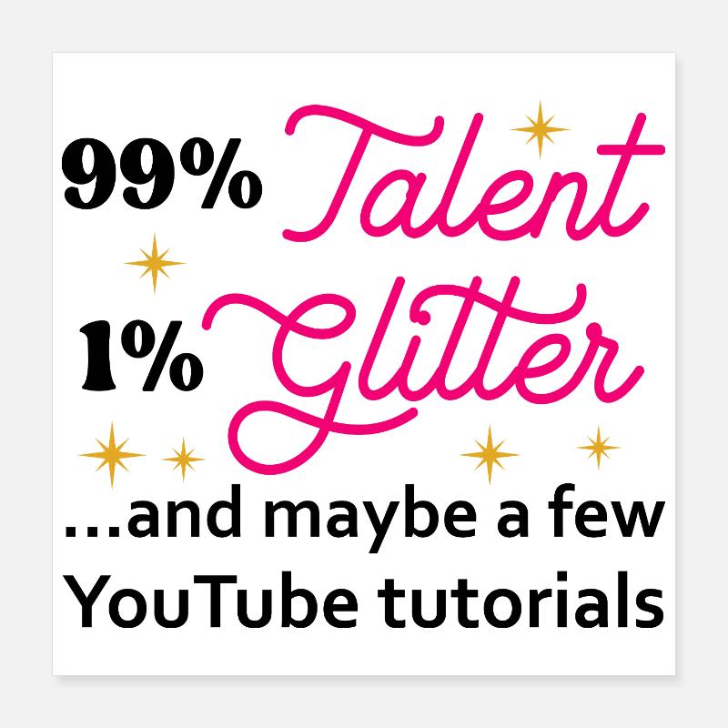 Talent Glitter Étoiles Script Poster 40 x 40 cm