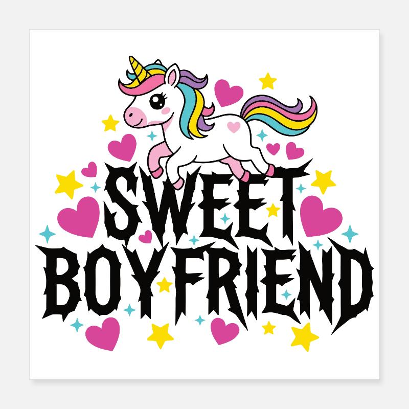 Couple de Valentines licorne Poster 40 x 40 cm
