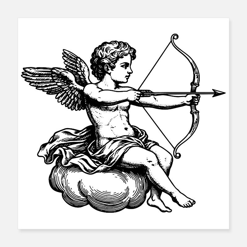 Cupidon avec l’arc et les flèches. Poster 40 x 40 cm