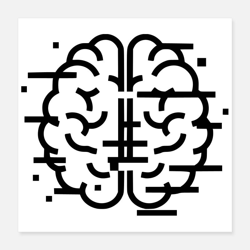 Digital Brain AI Tech Poster 16" x 16" (40x40 cm)