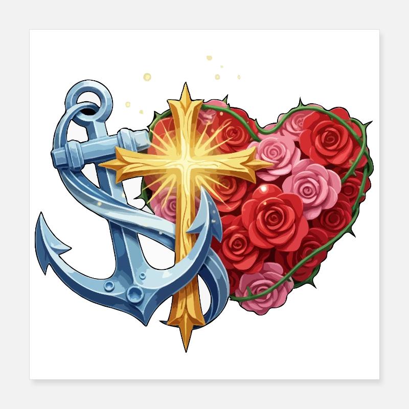 Espoir, foi et amour Poster 40 x 40 cm