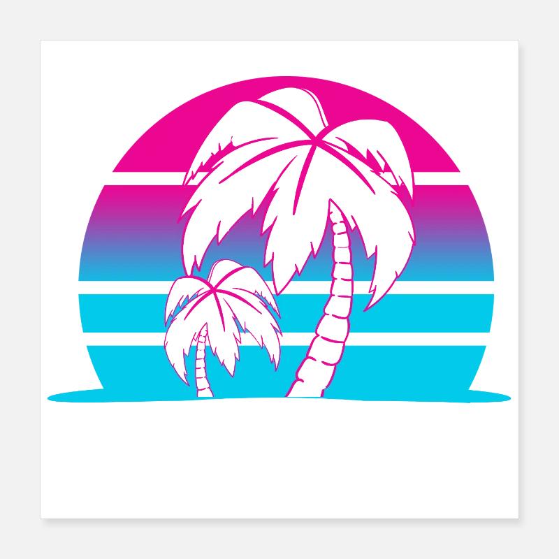 Miami Beach Palm Trees Neon Poster 16" x 16" (40x40 cm)