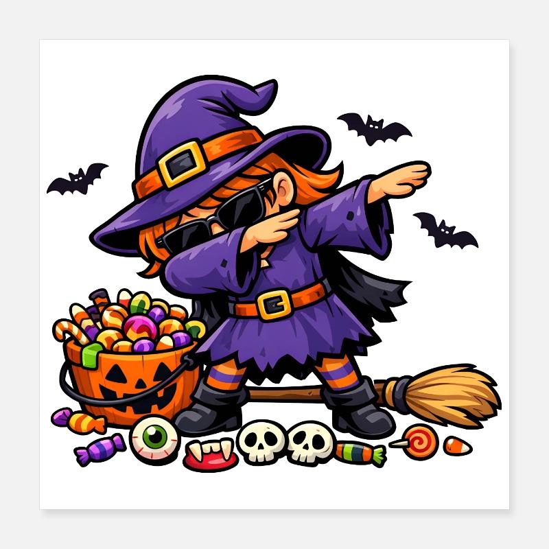 Dabbing Witch Kinder Mädchen Kleinkinder Lustiges  Poster 40x40 cm