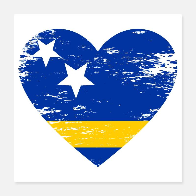 Curaçao_Flagge_Herz_used Poster 40 x 40 cm