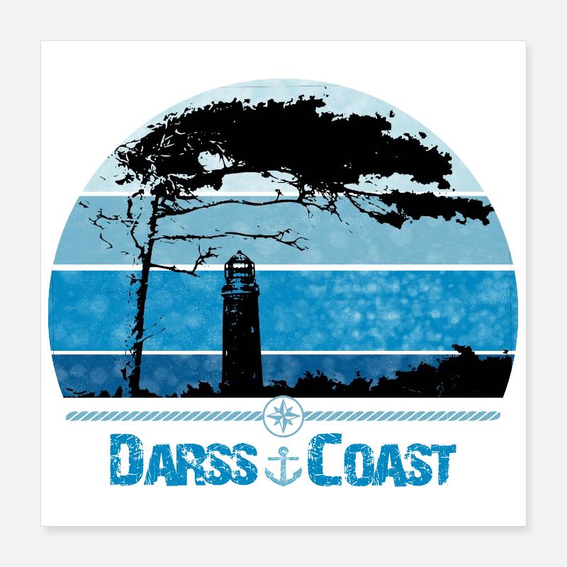 Darss Coast with windbreaker and lighthouse Poster 16" x 16" (40x40 cm)
