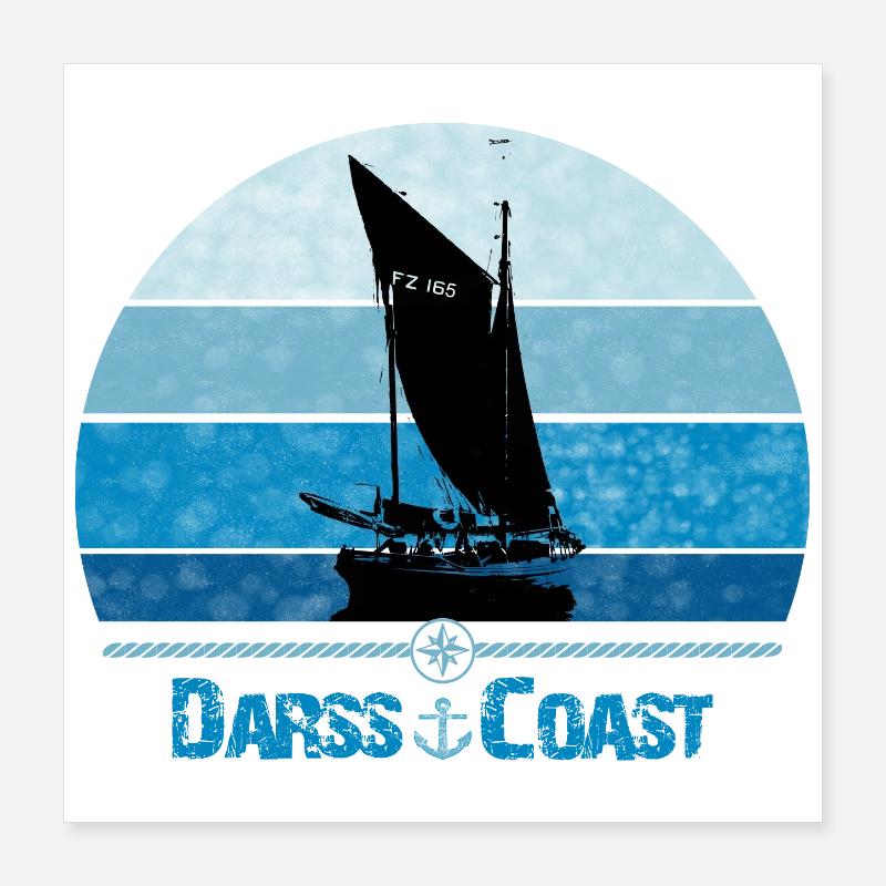 Darss Coast mit Zeesboot Poster 40x40 cm