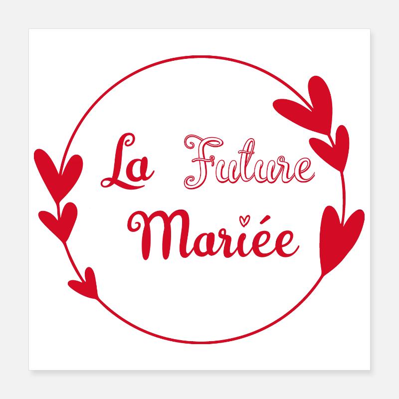 la future mariée contour cœurs rouges romance Poster 40 x 40 cm