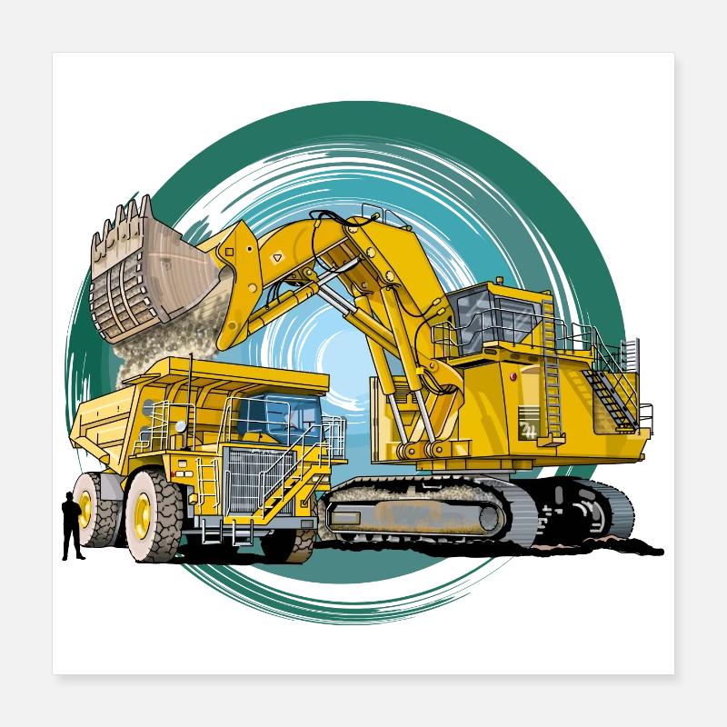 Équipement de construction Monster Poster 40 x 40 cm
