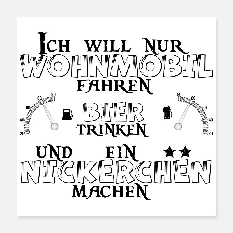 Wohnmobil Bier Nickerchen Camping Poster 40x40 cm