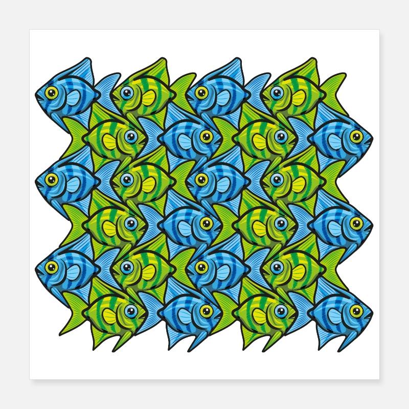 Kaiserfisch-Tessellation II Poster 40x40 cm