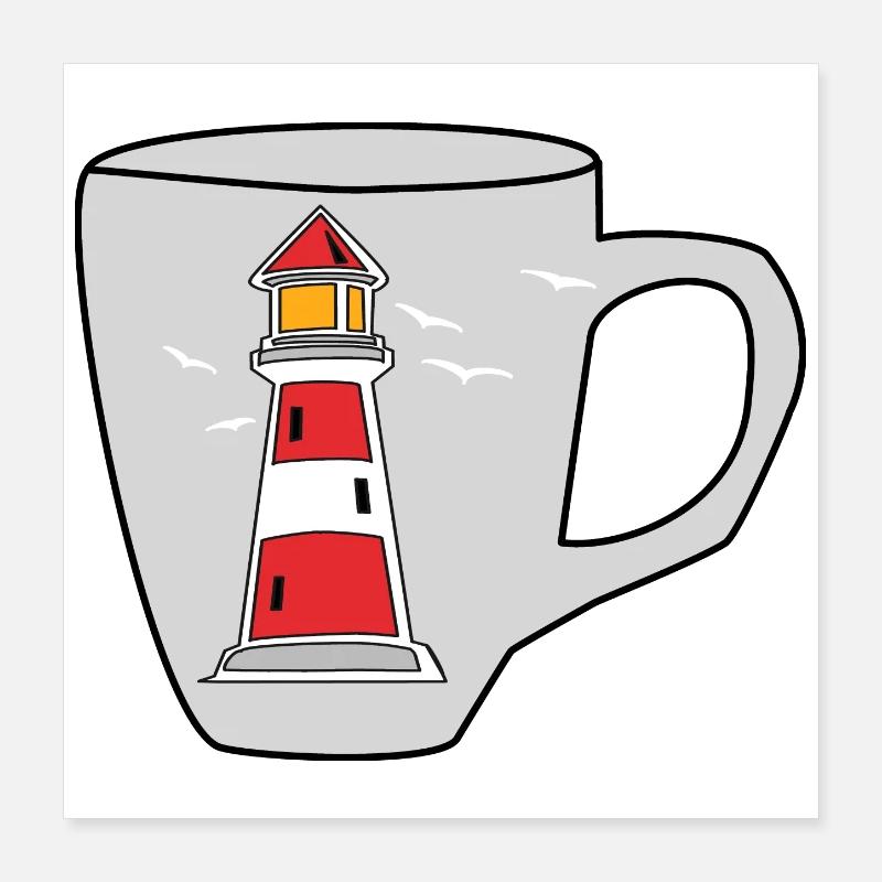 Mug Maritime Lighthouse Ahoy Signal Nautical Tower Poster 16" x 16" (40x40 cm)