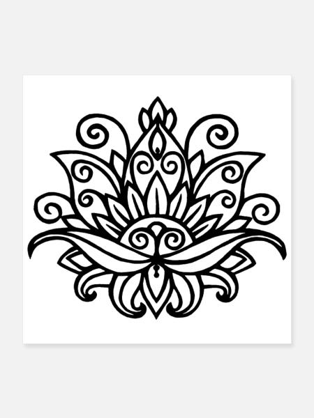 Black Lotus Mandala - Poster 16" x 16" (40x40 cm) - white - Front