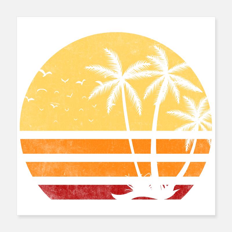 Sunset Retro Palm Trees Poster 16" x 16" (40x40 cm)