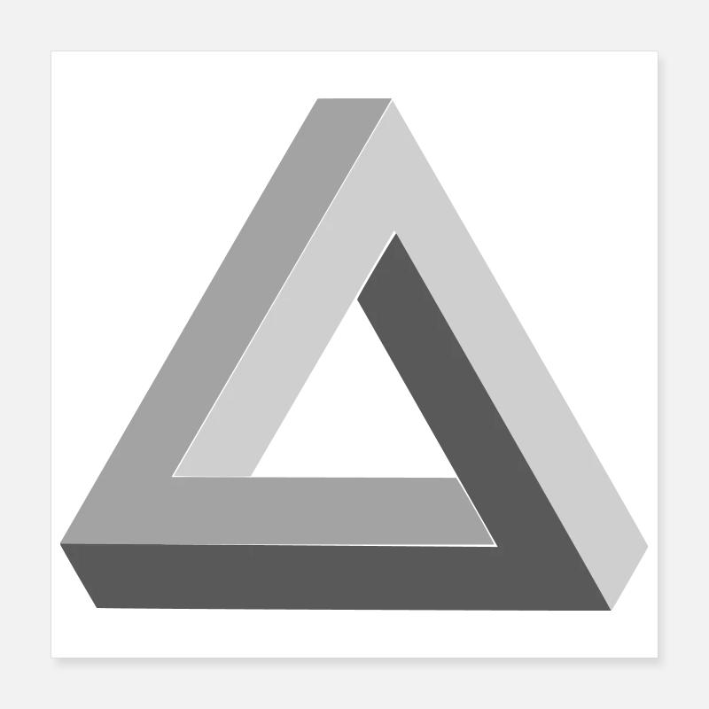 Penrose Triangle Escher - Poster 40 x 40 cm - blanc