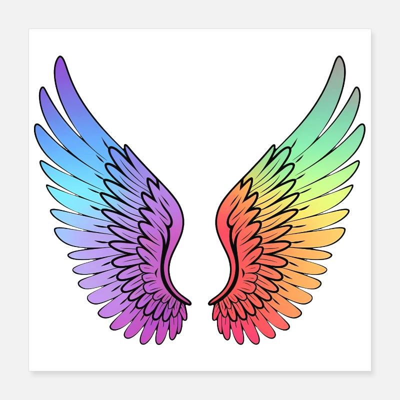 Rainbow Gradient Wings Poster 16" x 16" (40x40 cm)