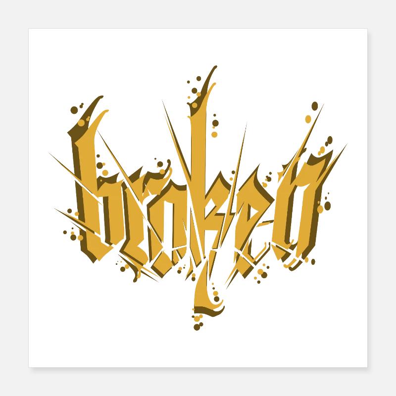 Broken Calligraphy Dark Lettering Poster 16" x 16" (40x40 cm)