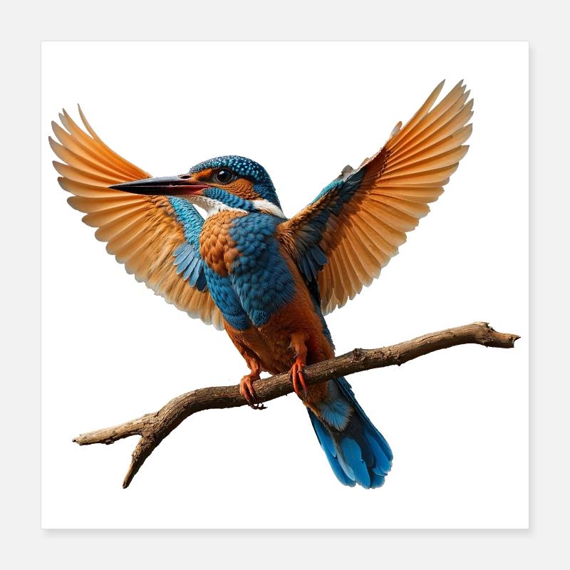 Martin-pêcheur vif en vol Poster 40 x 40 cm