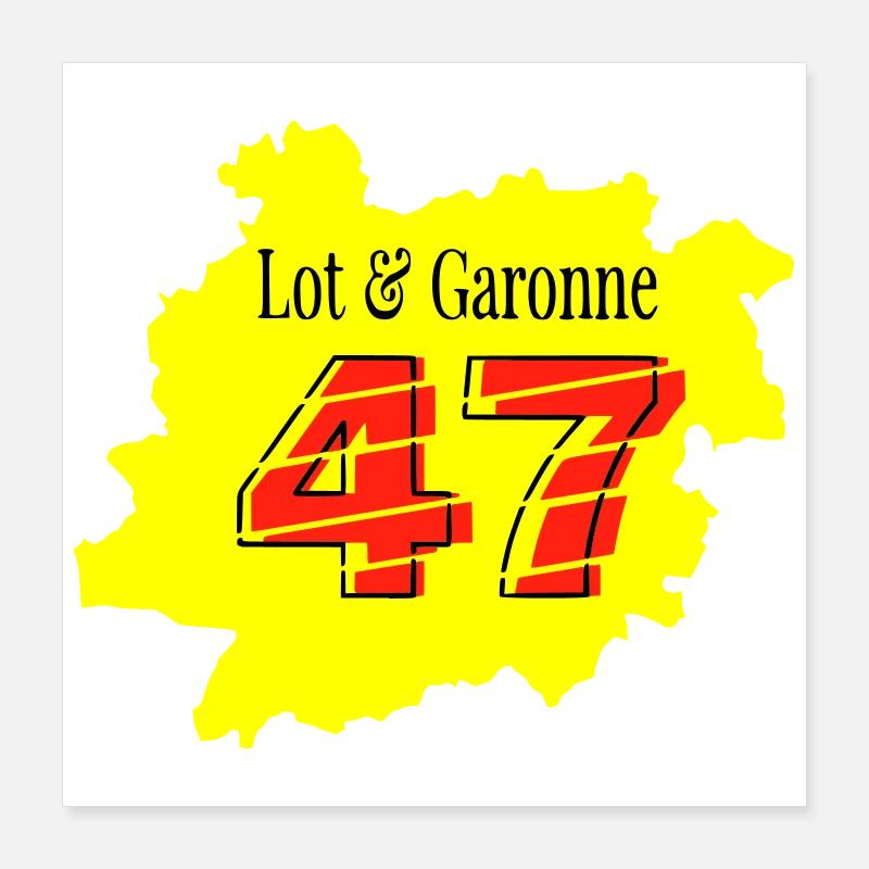 Map Lot et Garonne 47 Poster 16" x 16" (40x40 cm)
