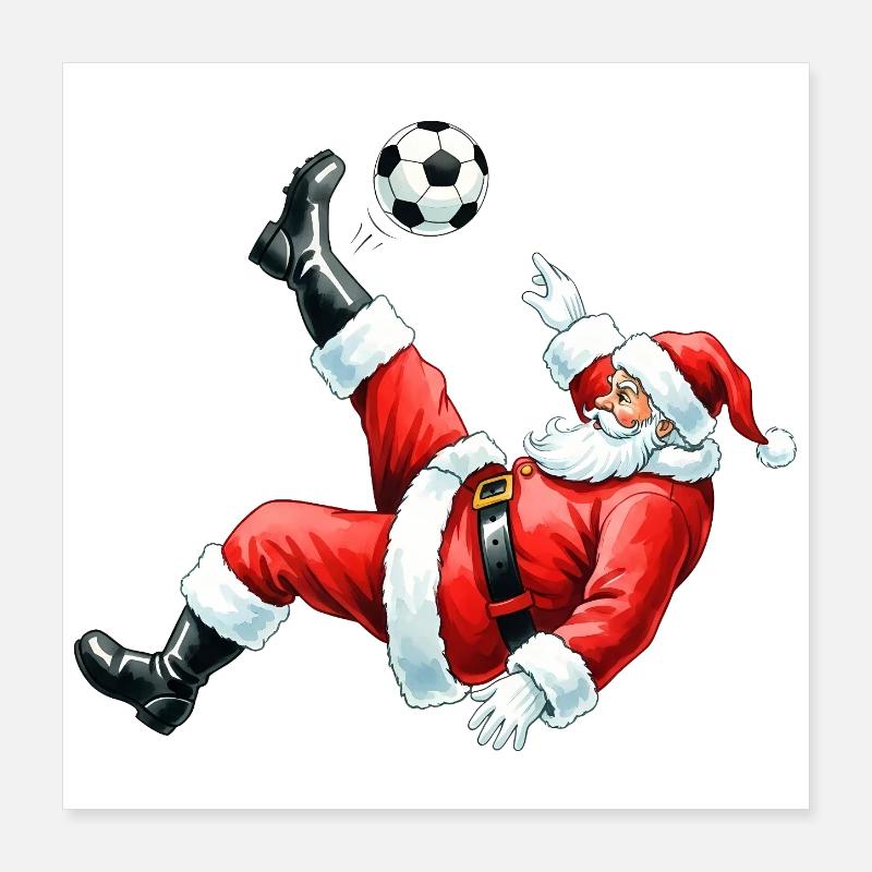 Weihnachtsmann Fußball Poster 40x40 cm