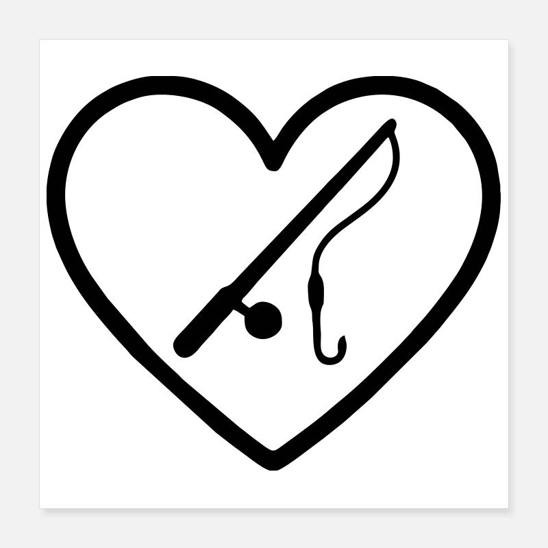 Cœur de pêcheur – Passion pour le pêcheur Poster 40 x 40 cm