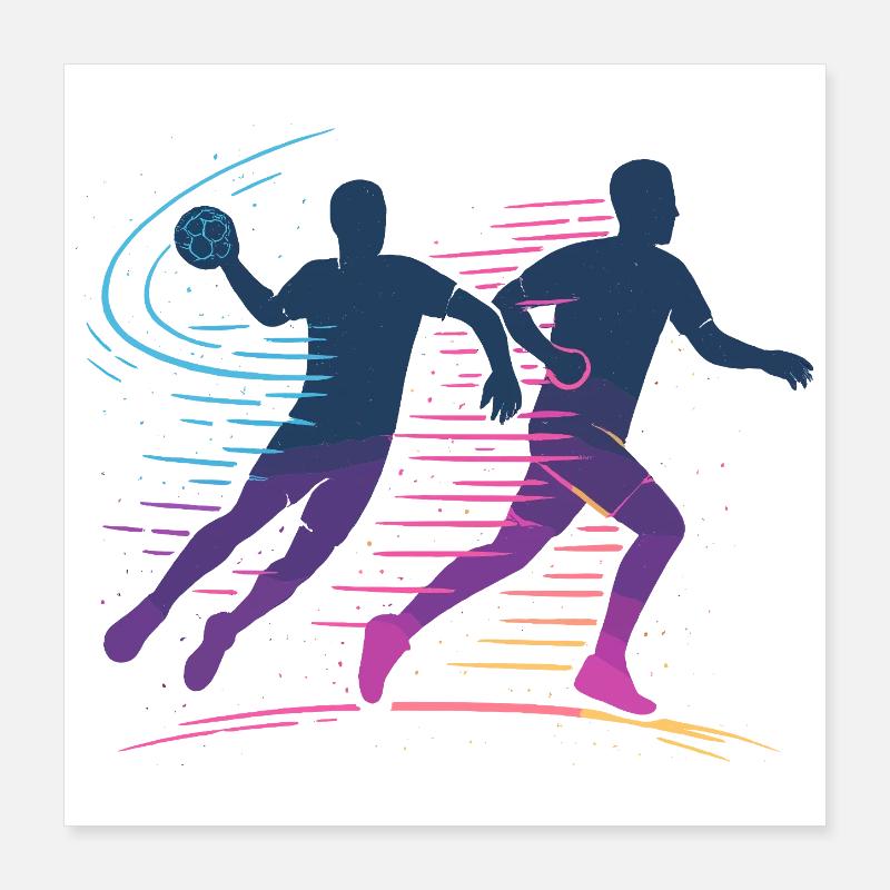 Handball Neon Player, Fast Attack, Team Poster 16" x 16" (40x40 cm)