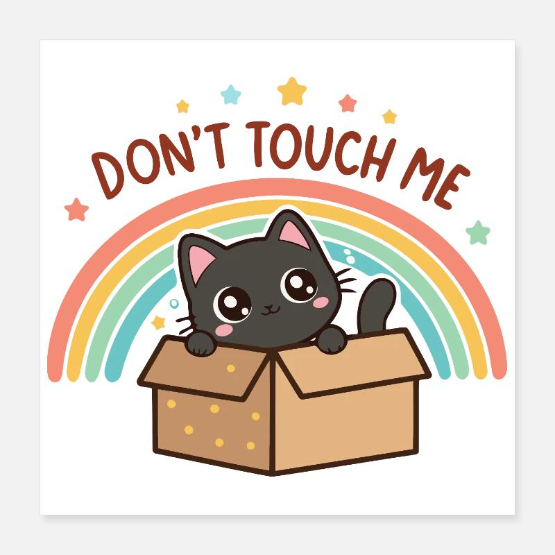 Shy Cat in Rainbow Box Poster 16" x 16" (40x40 cm)