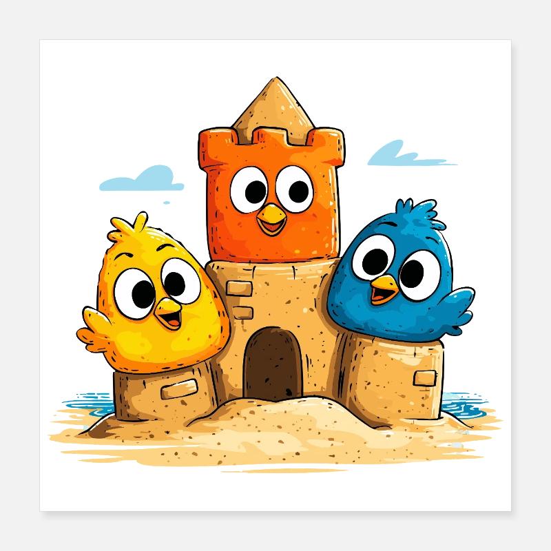 Trio des châteaux de sable coloré Poster 40 x 40 cm