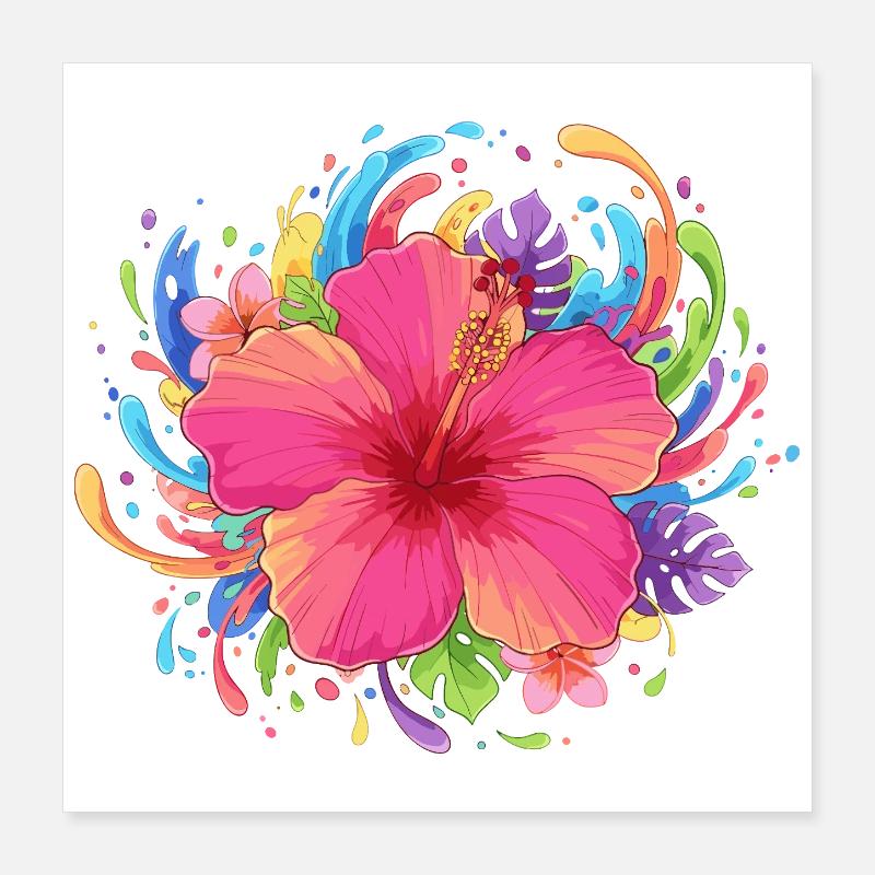 Hibiskusblüte Farbexplosion Poster 40x40 cm