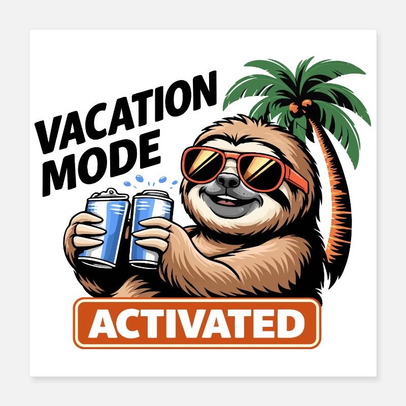 Aktivierte Sloth Beach Party Poster 40x40 cm