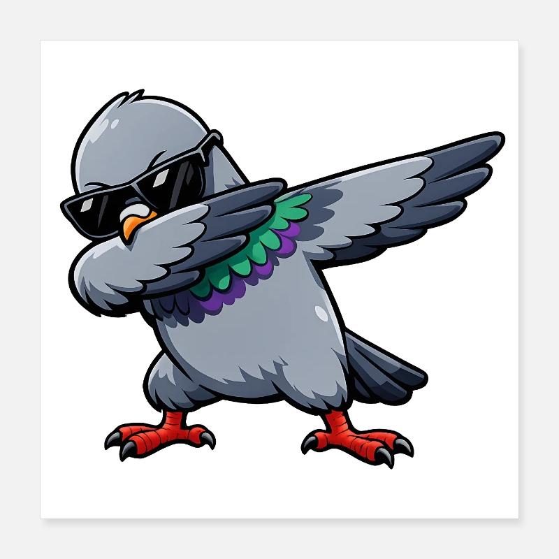 Dabbing Pigeon Poster 16" x 16" (40x40 cm)