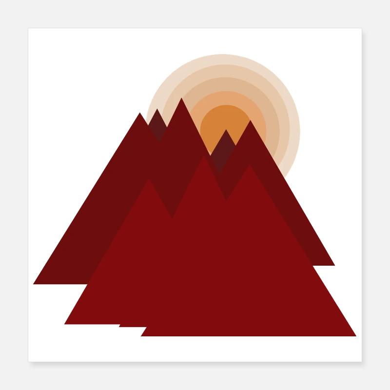 Rote Berge bei Sonnenaufgang Poster 40x40 cm
