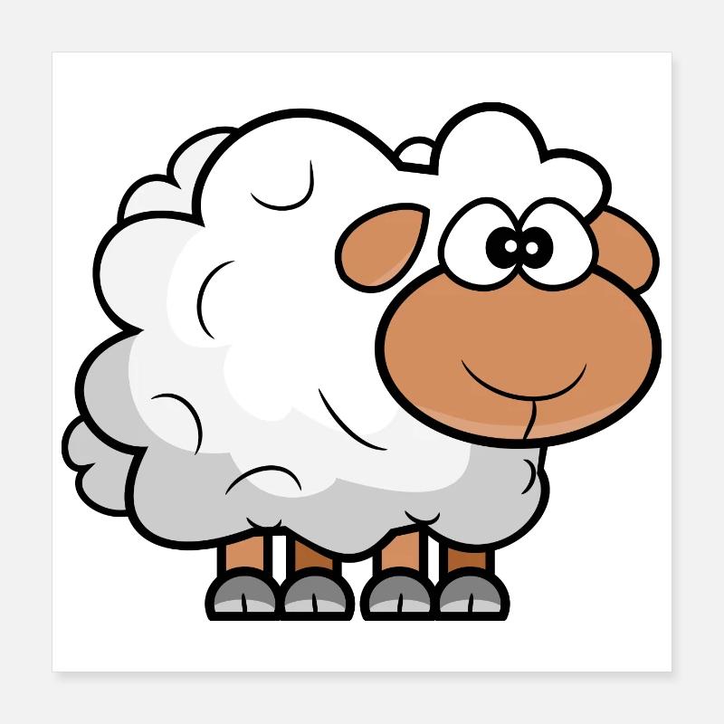 Moutons comiques de dessin animé Poster 40 x 40 cm