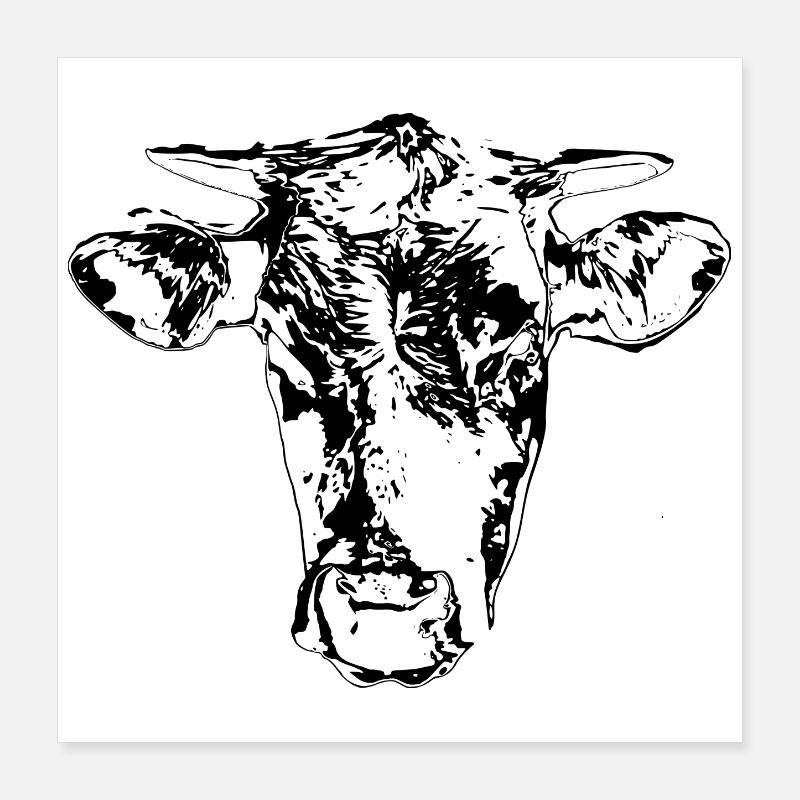Kuh Kuhkopf Geschenk Bauern Poster 40x40 cm