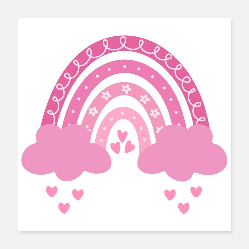 Boho arc-en-ciel rose fille naissance bébé douche de bébé Poster 40 x 40 cm